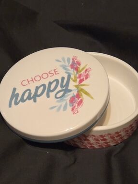 Ceramic Trinket Dish by Artisan Grant Pazzo "Choose Happy" 4.5"x 2"